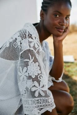 FARM RIO Tropical Wind Guipure Lace Shirt New In