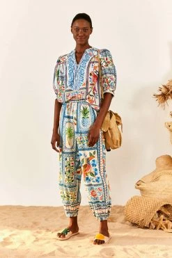 FARM RIO Tropical Tiles Blouse New In