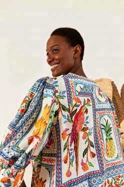 FARM RIO Tropical Tiles Blouse New In