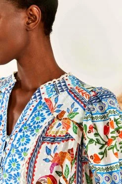 FARM RIO Tropical Tiles Blouse New In