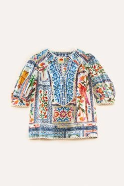FARM RIO Tropical Tiles Blouse New In