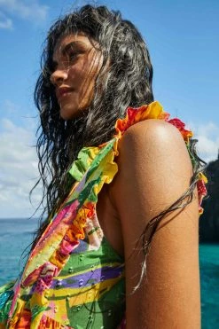 FARM RIO Mixed Prints Tiered Maxi Dress