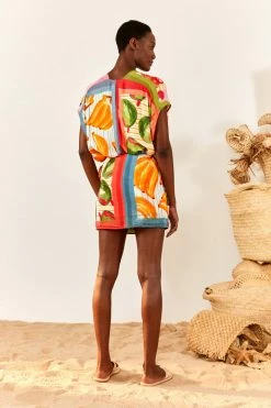 FARM RIO Fruits Scarves Wrap Mini Skirt