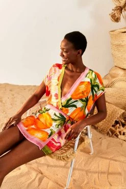 FARM RIO Fruits Scarves Wrap Mini Skirt