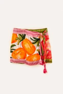 FARM RIO Fruits Scarves Wrap Mini Skirt