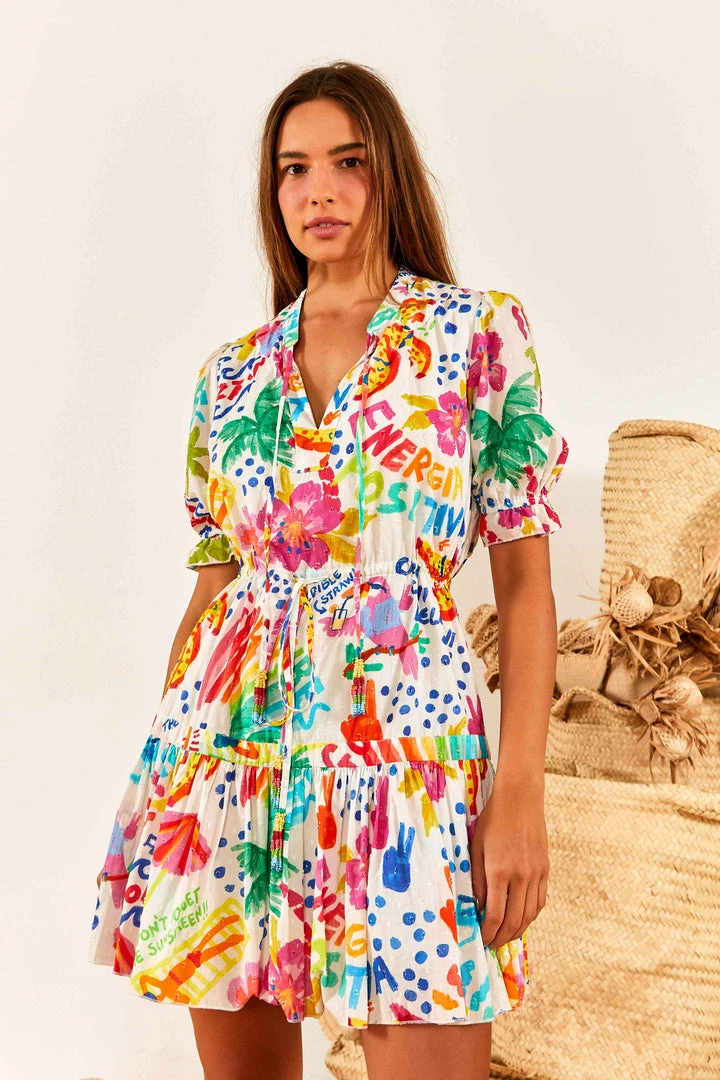 FARM RIO White Good Vibes Mini Dress