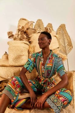 FARM RIO New In Banana Scarves Belted Jumpsuit