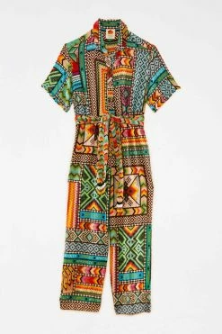 FARM RIO New In Banana Scarves Belted Jumpsuit