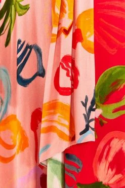 FARM RIO Red Mixed Fruits Ocean Maxi Skirt