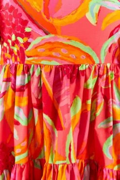 FARM RIO New In Fruit Brush Puff Sleeve Midi Dress