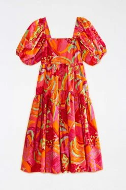 FARM RIO New In Fruit Brush Puff Sleeve Midi Dress