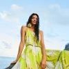 FARM RIO Yellow Neon Garden Midi Dress New In