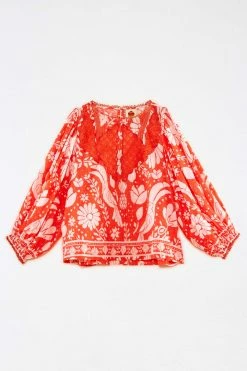 FARM RIO New In Orange Neon Jungle Mini Blouse