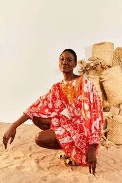 FARM RIO Orange Neon Jungle Mini Skirt