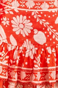 FARM RIO Orange Neon Jungle Mini Skirt