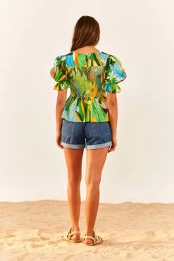 FARM RIO Vintage Toucans Smocked Blouse