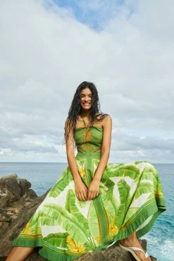 FARM RIO Fresh Forest Scarf Midi Skirt