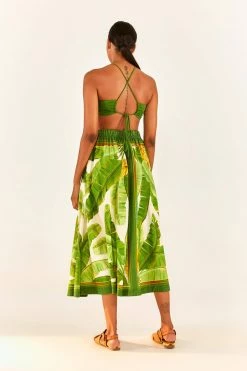 FARM RIO Fresh Forest Scarf Midi Skirt
