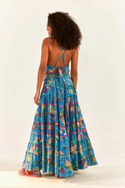 FARM RIO Blue Ocean Stories Maxi Dress New In