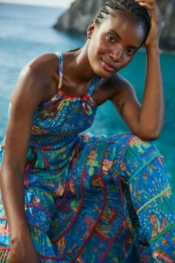FARM RIO Blue Ocean Stories Maxi Dress New In