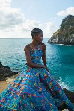 FARM RIO Blue Ocean Stories Maxi Dress New In