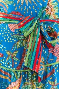 FARM RIO Blue Ocean Stories Maxi Dress New In