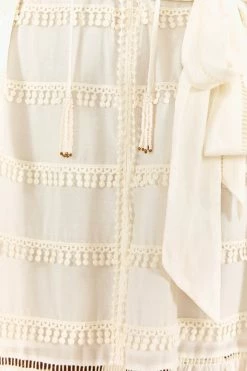 FARM RIO New In Off-White Embroidered Trim Midi Dress