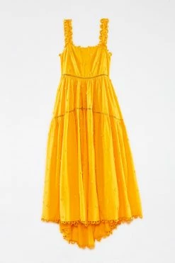FARM RIO New In Yellow 3D Flowers Midi Dress