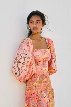 FARM RIO New In Pink Dotted Bananas Blouse