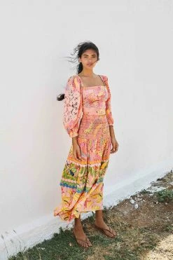 FARM RIO New In Pink Dotted Bananas Blouse