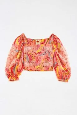 FARM RIO New In Pink Dotted Bananas Blouse