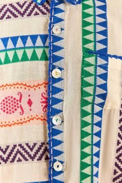 FARM RIO Multicolored Pineapple Jacquard Shirtdress