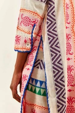 FARM RIO Multicolored Pineapple Jacquard Shirtdress