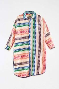 FARM RIO Multicolored Pineapple Jacquard Shirtdress