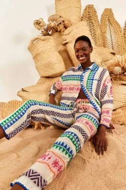 FARM RIO Multicolored Pineapple Jacquard Pants New In