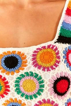 FARM RIO Rainbow Fun Crochet Top