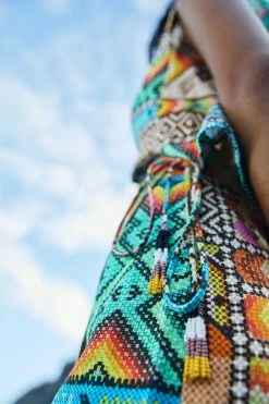 FARM RIO Banana Scarves Slit Midi Skirt New In