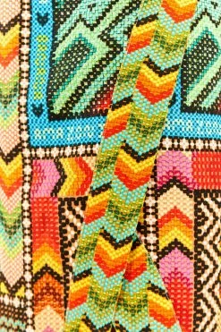 FARM RIO Banana Scarves Slit Midi Skirt New In