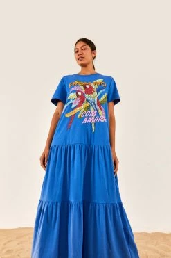 FARM RIO Blue From Rio With Love T-Shirt Dress