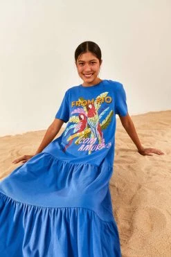 FARM RIO Blue From Rio With Love T-Shirt Dress