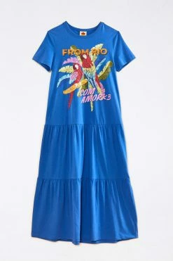 FARM RIO Blue From Rio With Love T-Shirt Dress