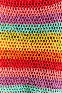 FARM RIO Striped Multicolor Crochet Pullover New In