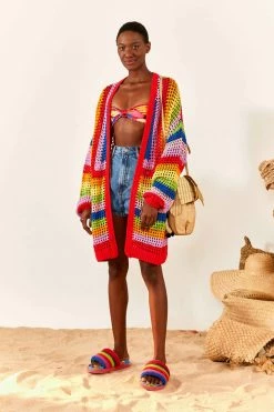 FARM RIO Multicolor Crochet Cardigan