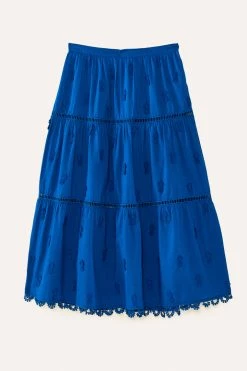 FARM RIO New In Blue 3D Pineapple Midi Skirt