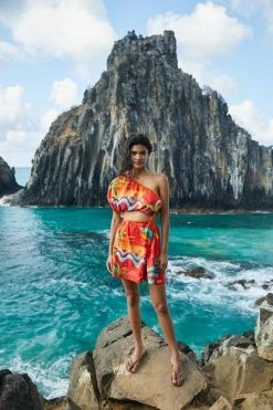 FARM RIO New In Red Ipanema One-Shoulder Mini Dress