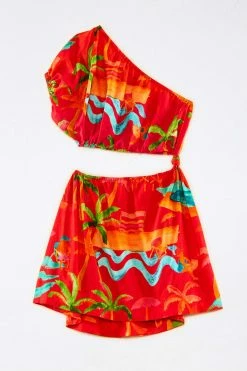 FARM RIO New In Red Ipanema One-Shoulder Mini Dress
