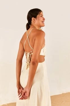 FARM RIO Flower Top Cut Out Midi Dress