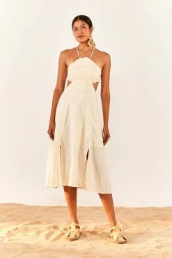 FARM RIO Flower Top Cut Out Midi Dress