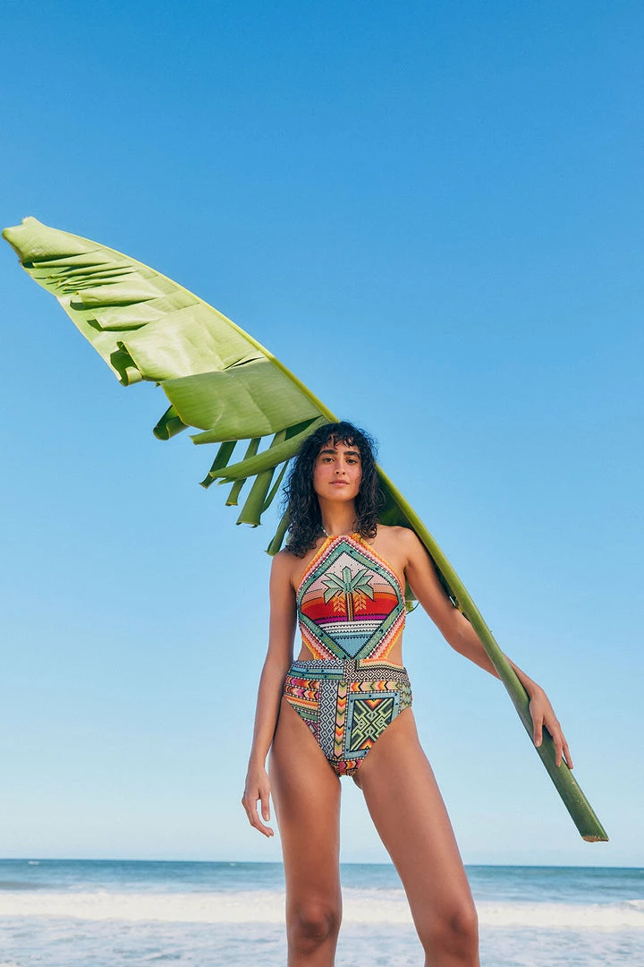 FARM RIO New In Banana Scarves One-Piece Swimsuit