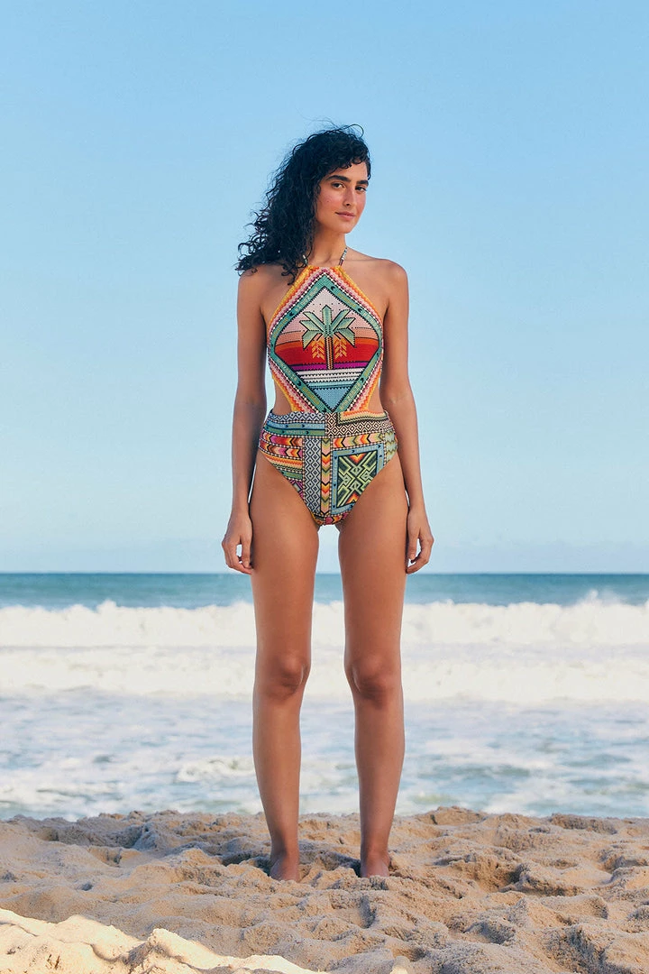 FARM RIO New In Banana Scarves One-Piece Swimsuit